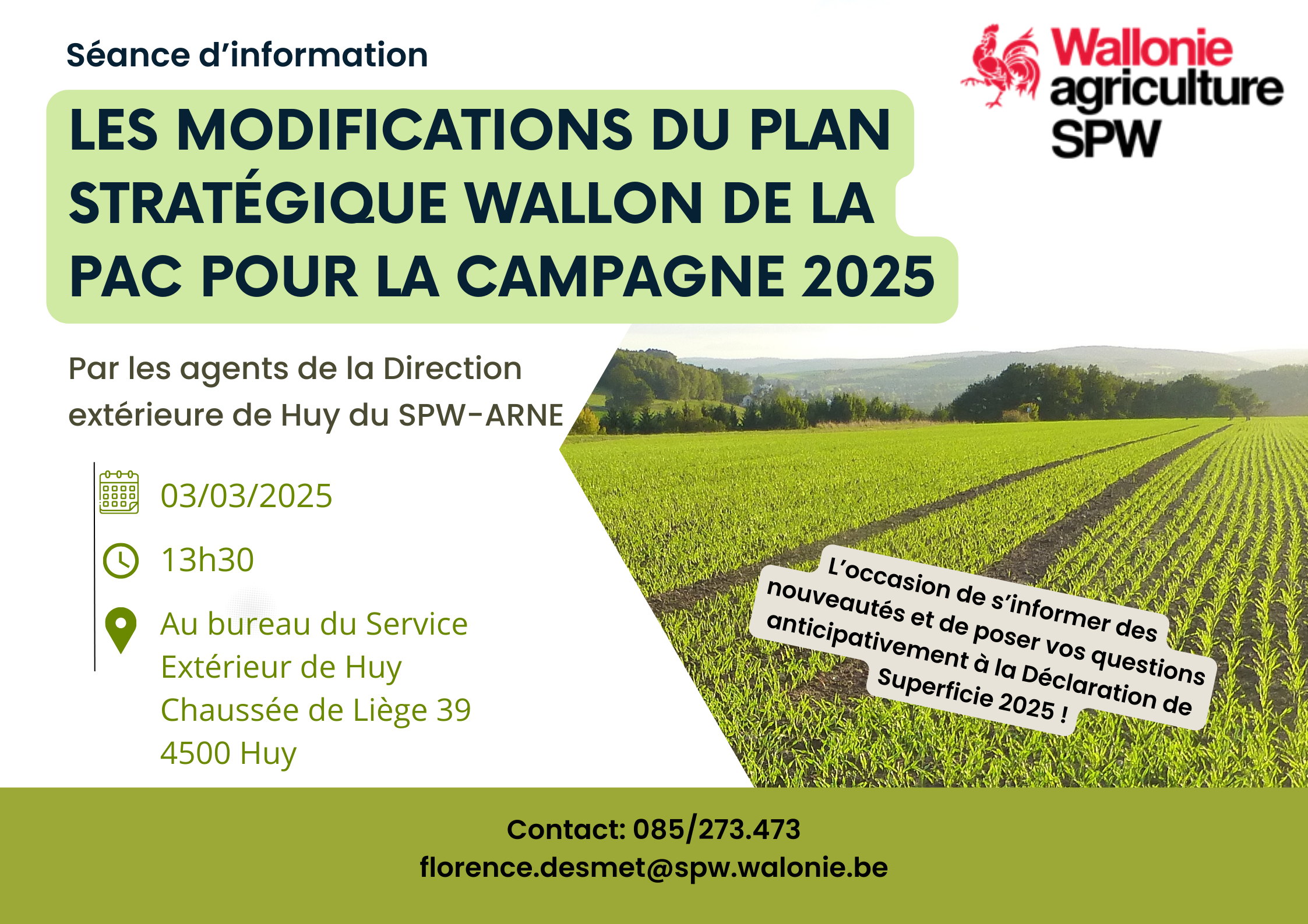 Événement: Les Modifications du plan stratégique wallon de la PAC pour la campagne 2025