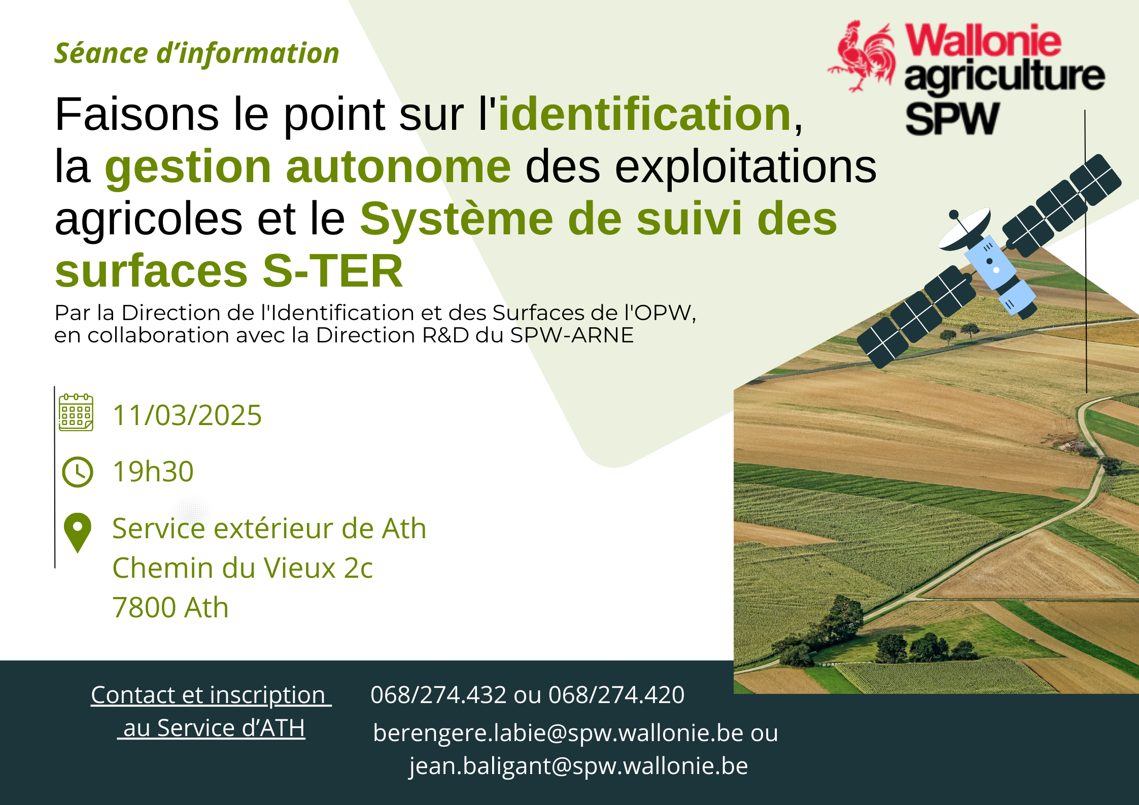 Événement: Faisons le point sur l'identification,  la gestion autonome des exploitations agricoles et le Système de suivi des surfaces S-TER 