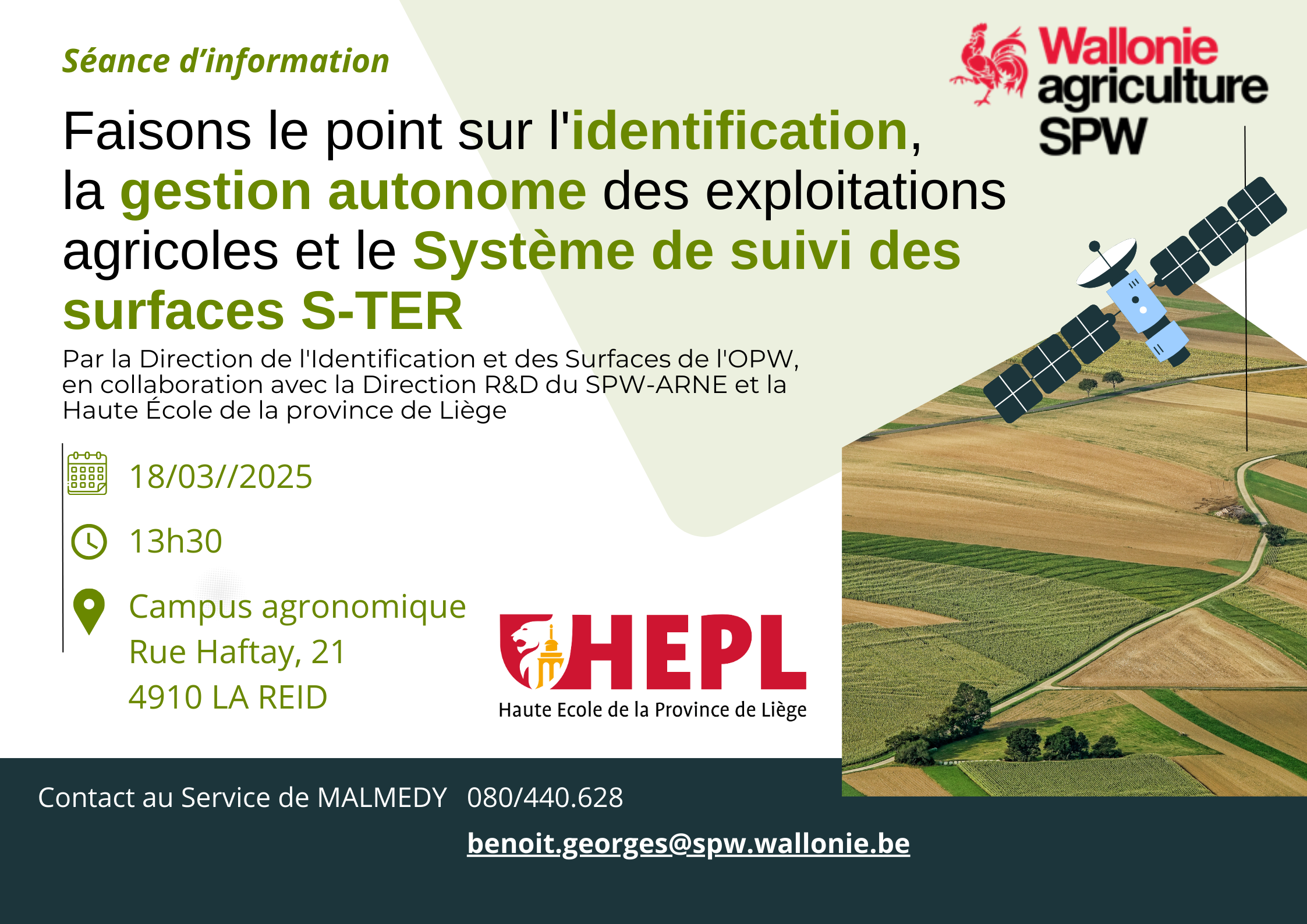 Événement: Faisons le point sur l'identification,  la gestion autonome des exploitations agricoles et le Système de suivi des surfaces S-TER 