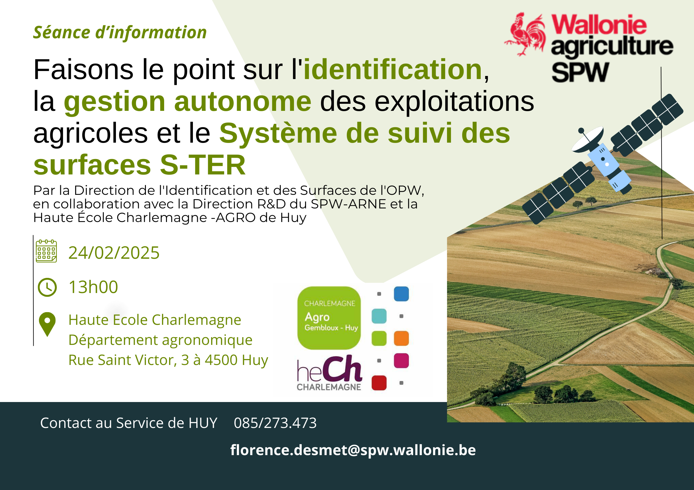Affiche Faisons le point sur l'identification,  la gestion autonome des exploitations agricoles et le Système de suivi des surfaces S-TER 