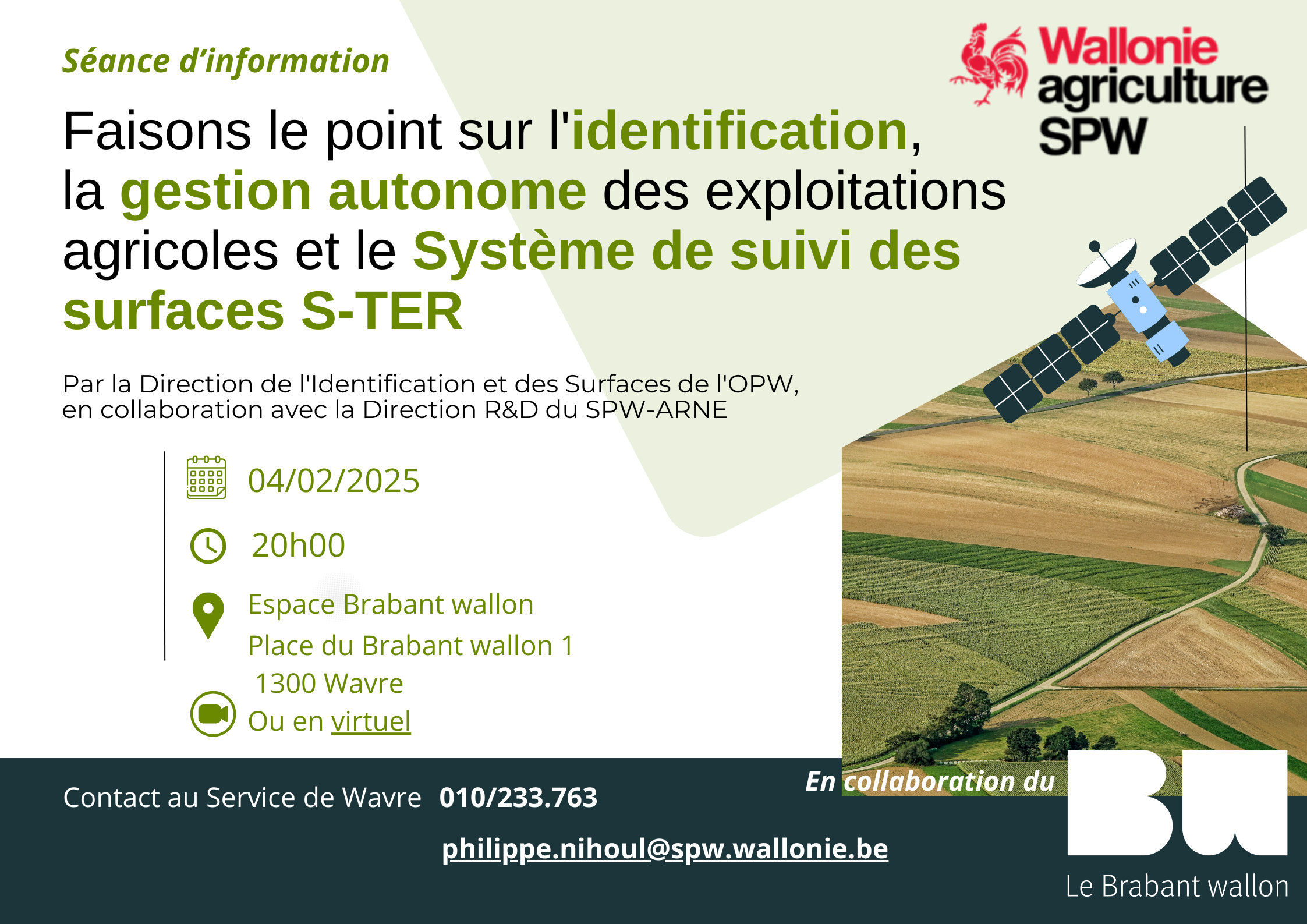 Affiche Faisons le point sur l'identification,  la gestion autonome des exploitations agricoles et le Système de suivi des surfaces S-TER